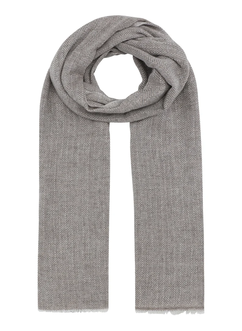 WOOL SCARF SMALL HERRINGBONE HAZEL