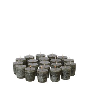Minilys Timber, pakke med 20 stk. Burnt Olive – Brændetid 8-10 timer Ø: 4 cm H: 4,5 cm