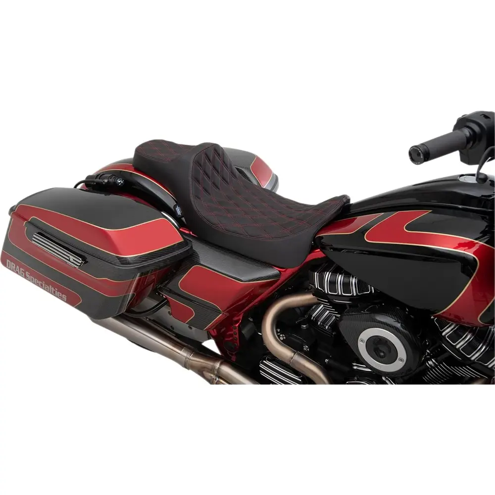 Drag Specialties Predator III sæde med udvidet rækkevidde til Harley - Billede 3