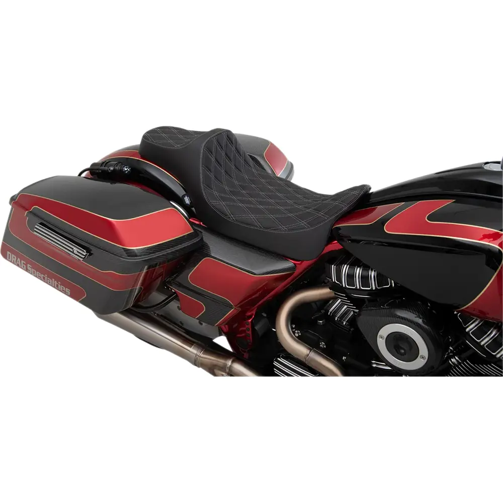 Drag Specialties Predator III sæde med udvidet rækkevidde til Harley - Billede 6