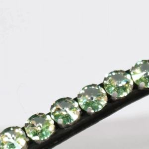 Pandebånd Swarovski Green Chrysolite 10 mm – sort læder