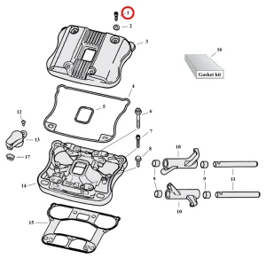 Rocker Box Parts Diagram Eksploderet visning til 04-22 Harley Sportster