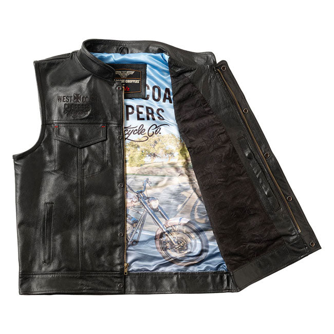 West Coast Choppers x 13 1/2 Dominator læder motorcykelvest - Billede 4