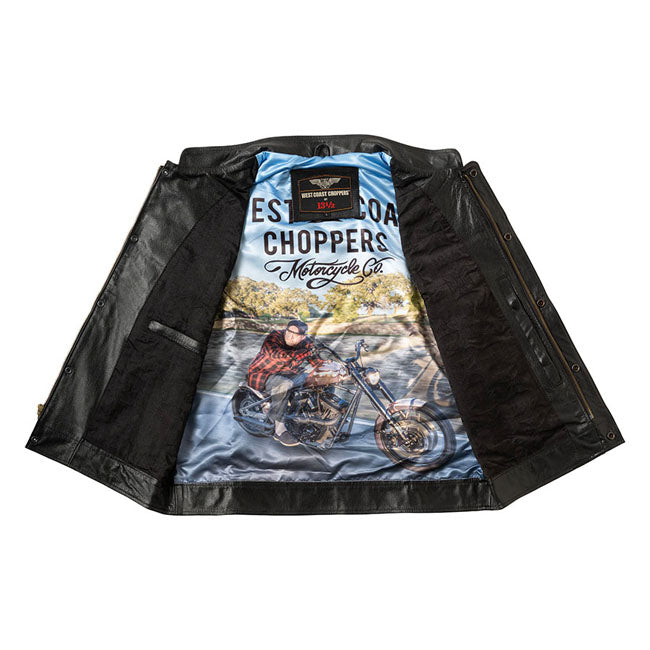 West Coast Choppers x 13 1/2 Dominator læder motorcykelvest - Billede 5